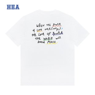 【HEA】国潮醒狮字母印花圆领T恤那女同款潮流时尚宽松百搭短袖夏
