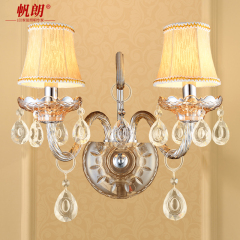 欧式奢华锌合金水晶双头壁灯卧室床头欧美式客厅楼梯过道单头壁灯