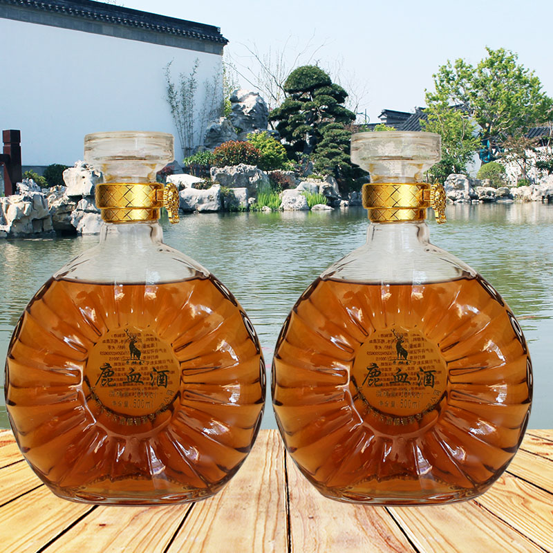 盐城特产大丰鹿血酒500ml×2瓶礼盒正品梅花鹿心血枸杞酒滋补酒