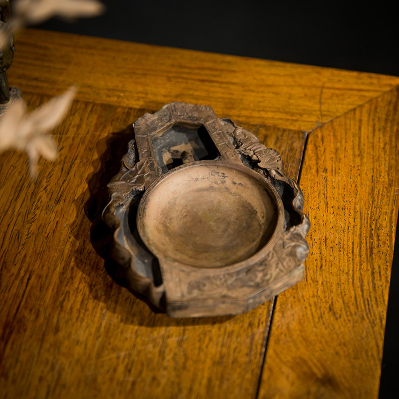 清代玉圭形澄泥砚文玩古董收藏真品文房用品书房桌面摆件古砚台