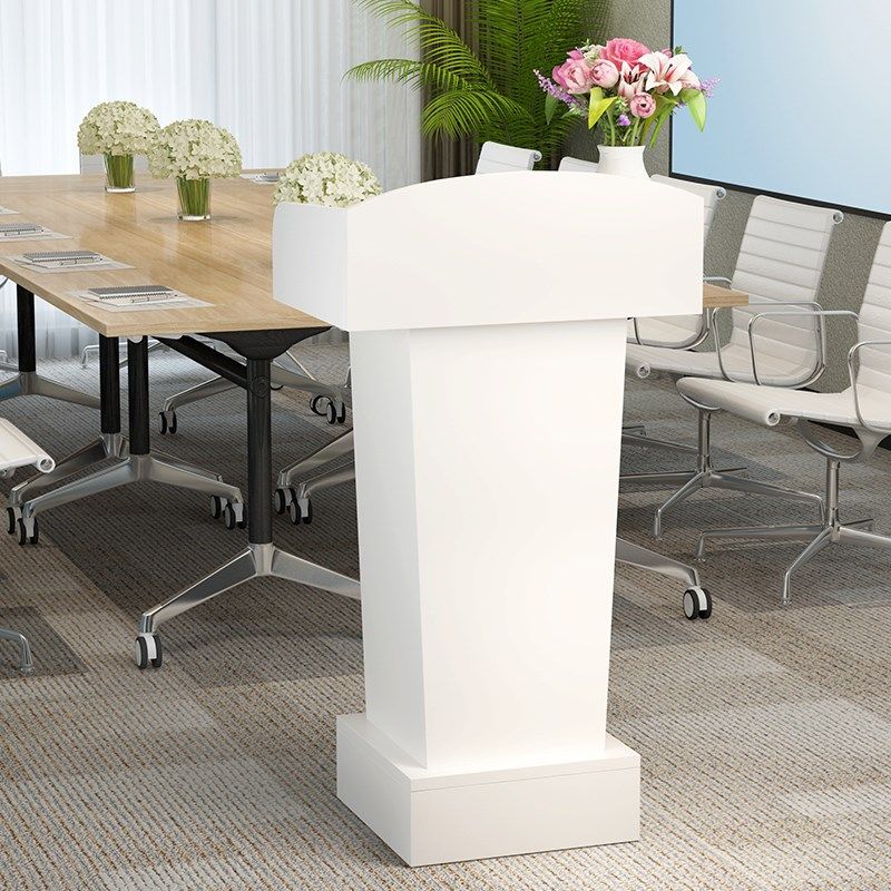 公司年会多功能讲台演讲台售楼部迎宾台酒店白色接待台教会主持台_不