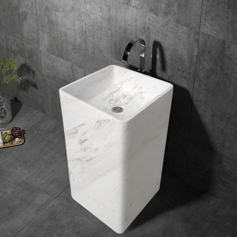 大理石立柱盆一体式洗脸盆酒店阳台洗漱台户外落地式洗手盆可定制