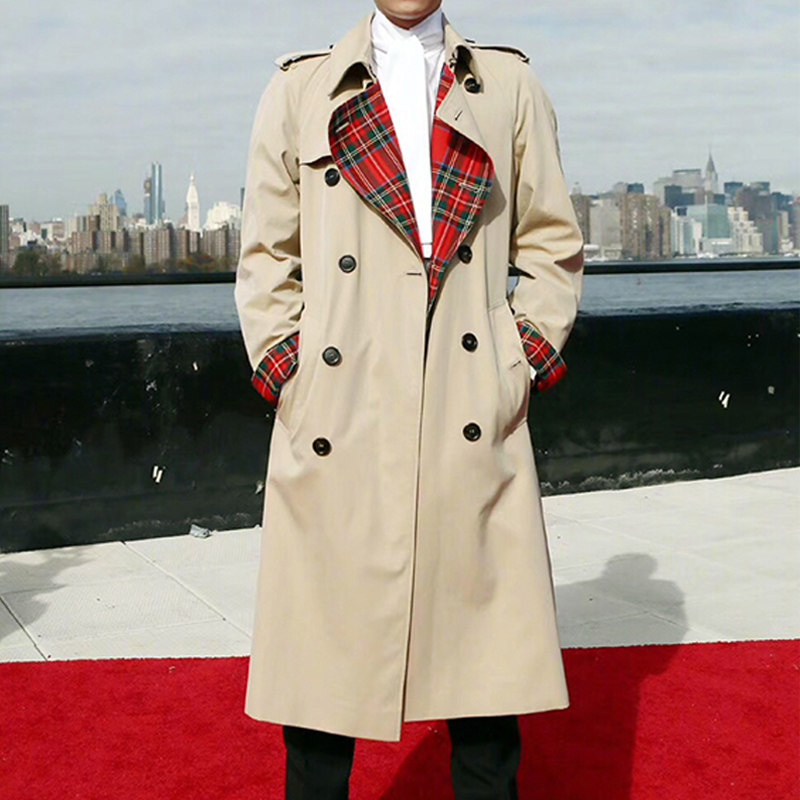 李易峰同款外套男_2019新款秋季李易峰同款外套很仙的风衣男长款帅气