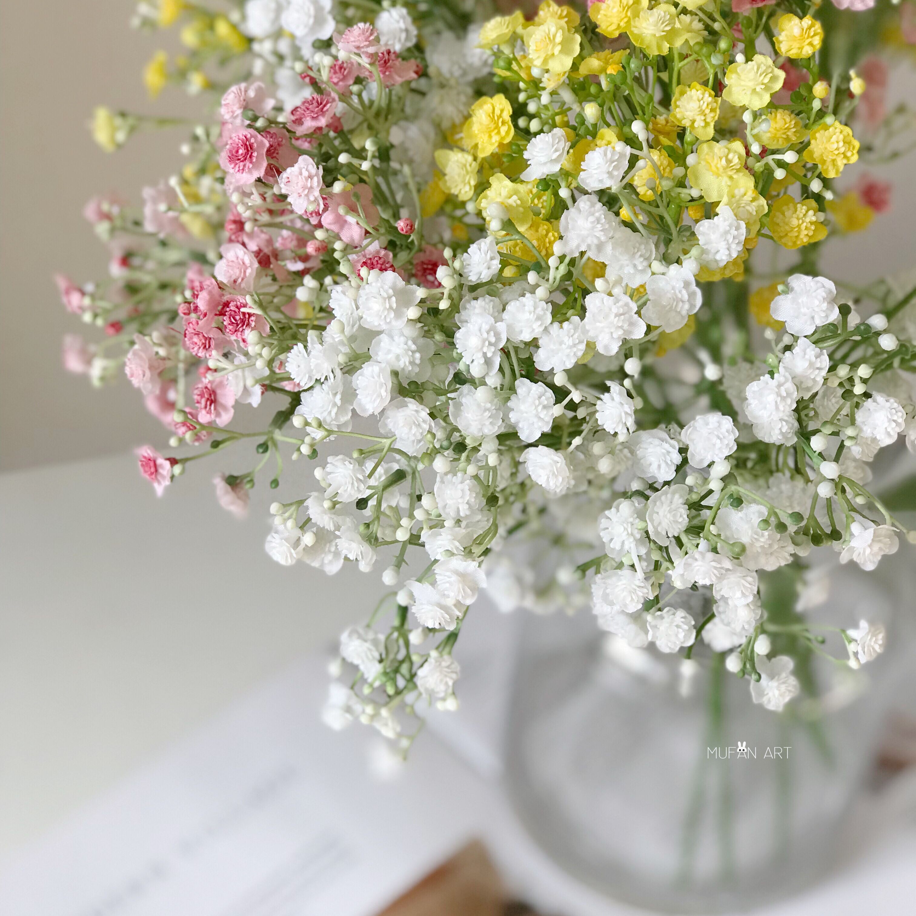 北欧彩色米兰满天星仿真花家居客厅装饰配花单枝手感满天星假花