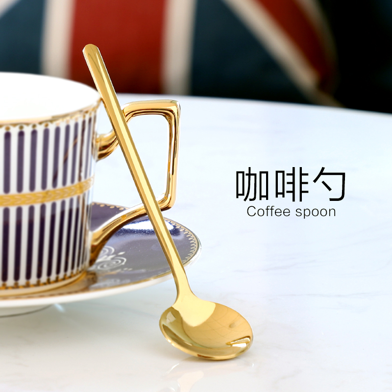咖啡勺子304不锈钢搅拌勺欧式金色磨砂餐勺酸奶甜品勺小勺子