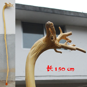 【周瑞赞手雕艺术】黄杨木雕根雕龙头拐杖【见龙在田】艺术手杖