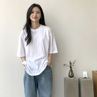 白色短袖t恤女2021夏季新款韩版宽松简约百搭半袖打底衫上衣ins潮