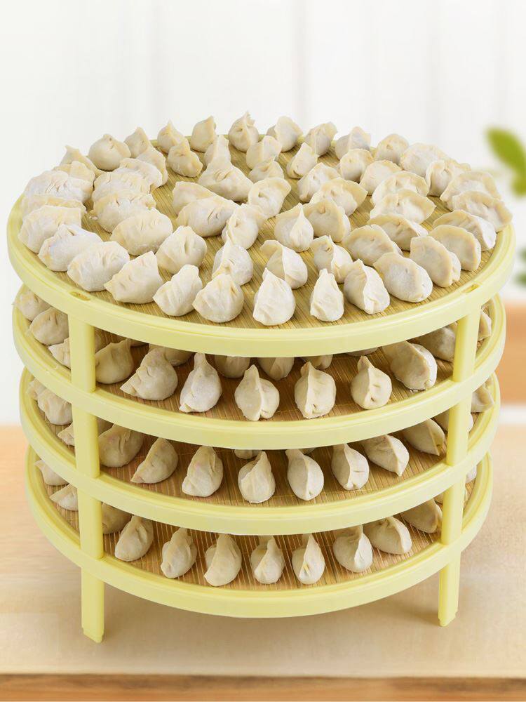 饺子托盘多层盖帘饺子帘家用不可折叠竹制放水饺的天然饺子垫神器