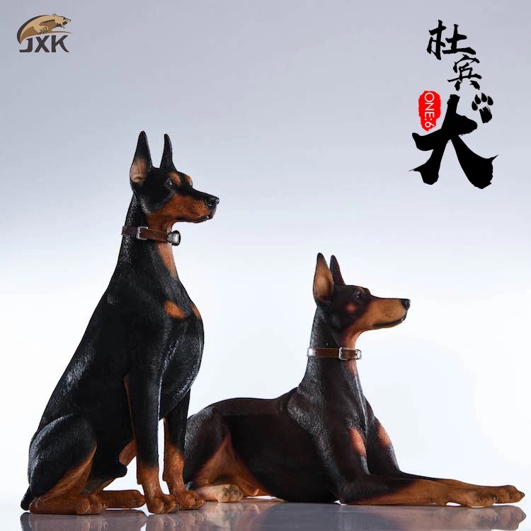 【JXK】官方正品动物模型1/6兵人偶用狗 杜宾犬 猎犬场景车载摆件