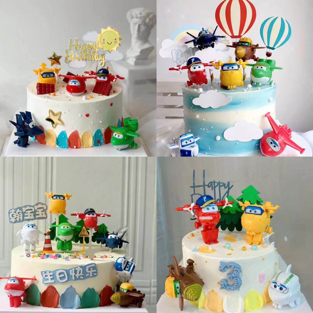 一折超级飞侠蛋糕_可变形超级飞侠蛋糕装饰摆件儿童生日派对装扮乐迪