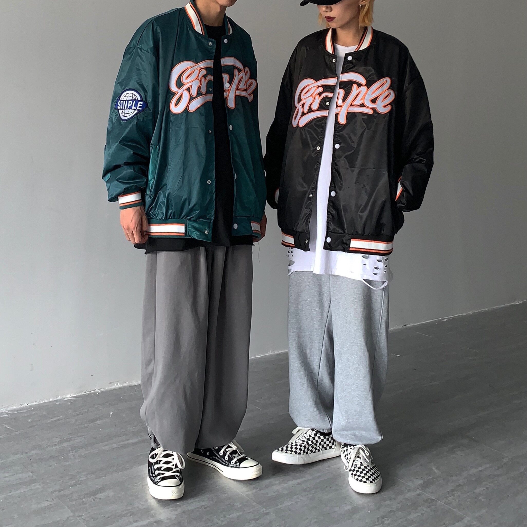 ins美式复古刺绣棒球服夹克oldschool街头宽松休闲运动风外套男女