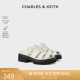 CHARLES&KEITH24春夏新款CK1-70580223复古镂空厚底罗马穆勒拖鞋