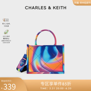 CHARLES＆KEITH春夏女包CK2-30781842-1中号女士菱格托特包单肩包