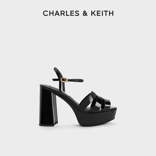 【618折扣】CHARLES＆KEITH女鞋CK1-60920331粗高跟时尚罗马凉鞋
