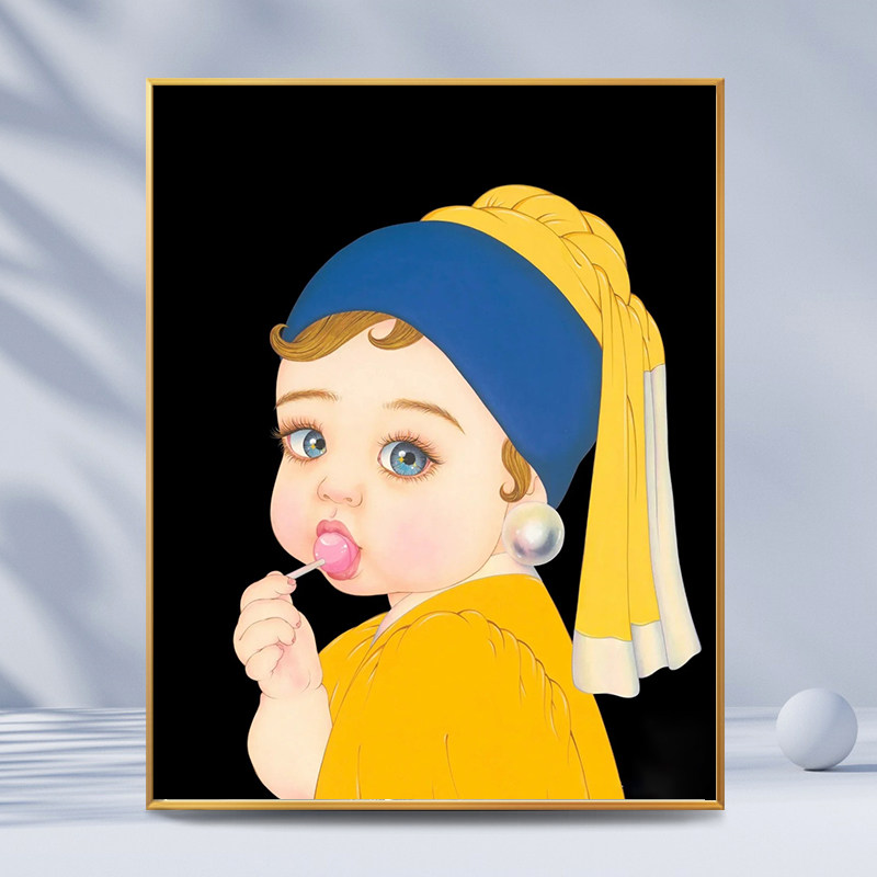 数字油画diy手工填色填充治愈简约q版卡通人物减压油彩丙烯装饰画