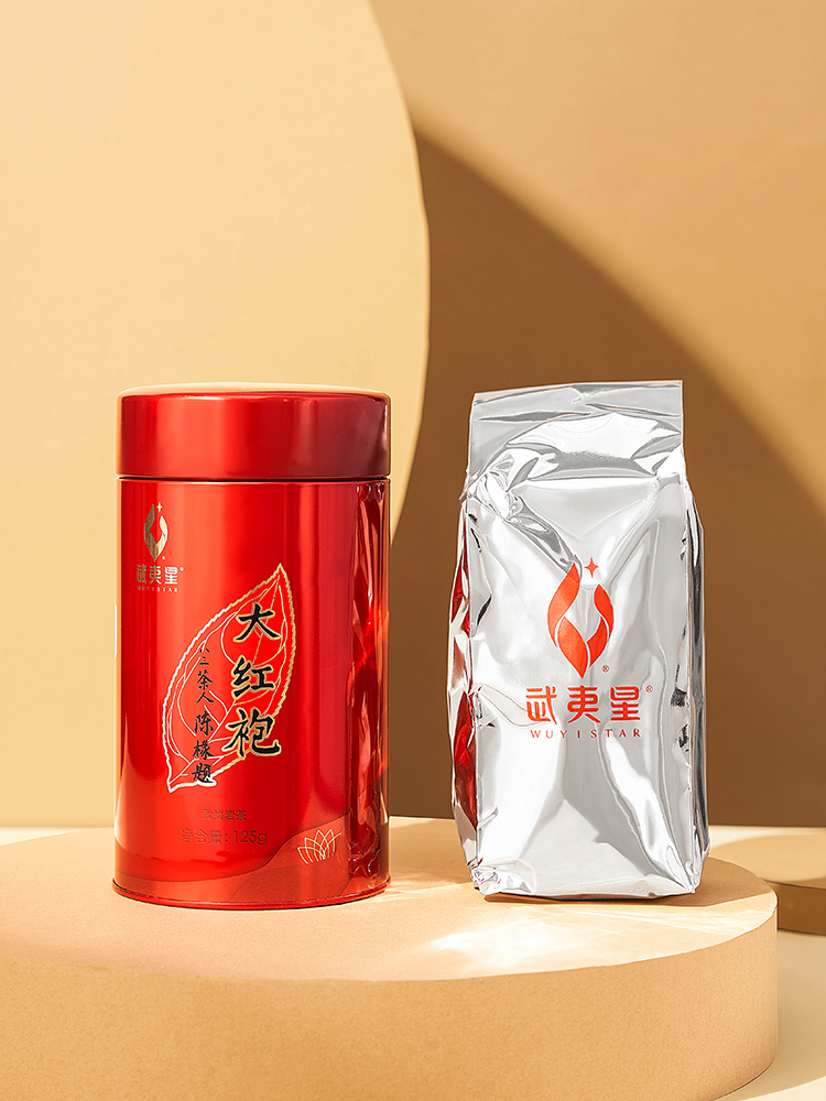 武夷山大红袍茶叶 武夷星AM500武夷岩茶罐装自饮醇香型散装125g