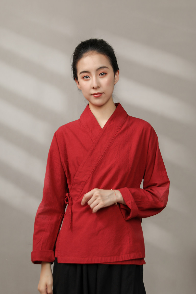 照本堂棉麻系带汉服上衣禅修居家茶服中国风女装w1359