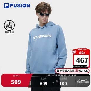 FILA FUSION斐乐潮牌男子连帽卫衣2024春季新款时尚休闲针织上衣