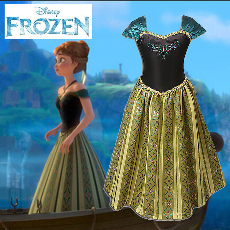 儿童安娜公主裙迪士尼冰雪奇缘anna万圣节服装六一舞台演出服装