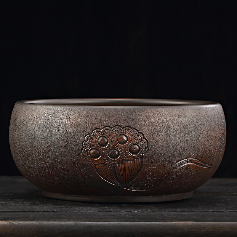 云南建水紫陶茶洗特大号纯手工家用笔洗功夫茶具配件茶缸水盂杯洗