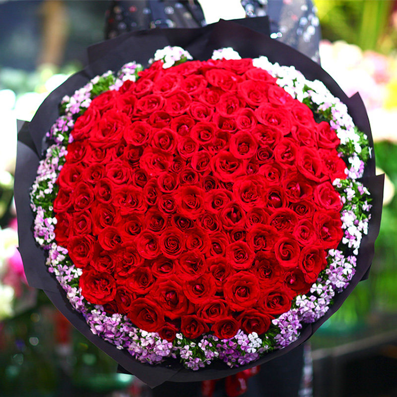 99朵红玫瑰鲜花速递同城长春花店配送生日花束送妈妈母亲节玫瑰花