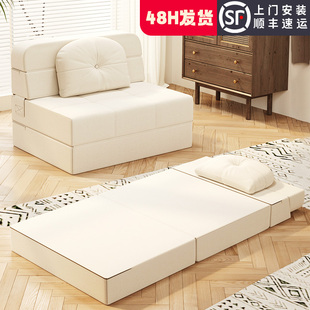 折叠床榻榻米多功能两用单人小户型可折叠猫爪布乳胶沙发2024新款