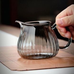 北大史玻璃公道杯加厚耐热大容量分茶器透明彩色条纹手工玻璃公杯