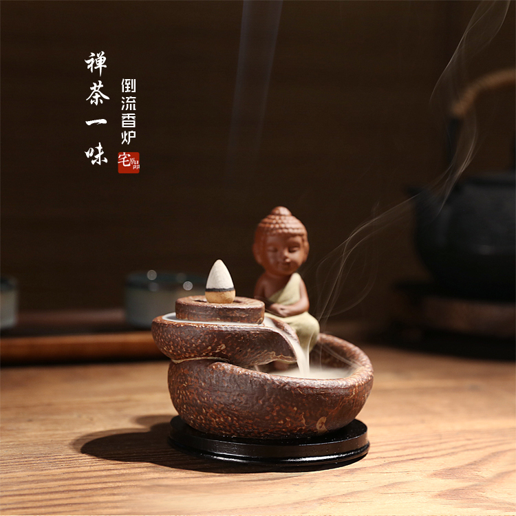 创意禅意倒流香炉 陶瓷塔香流烟香炉/禅意摆件/塔香炉 茶道香薰炉