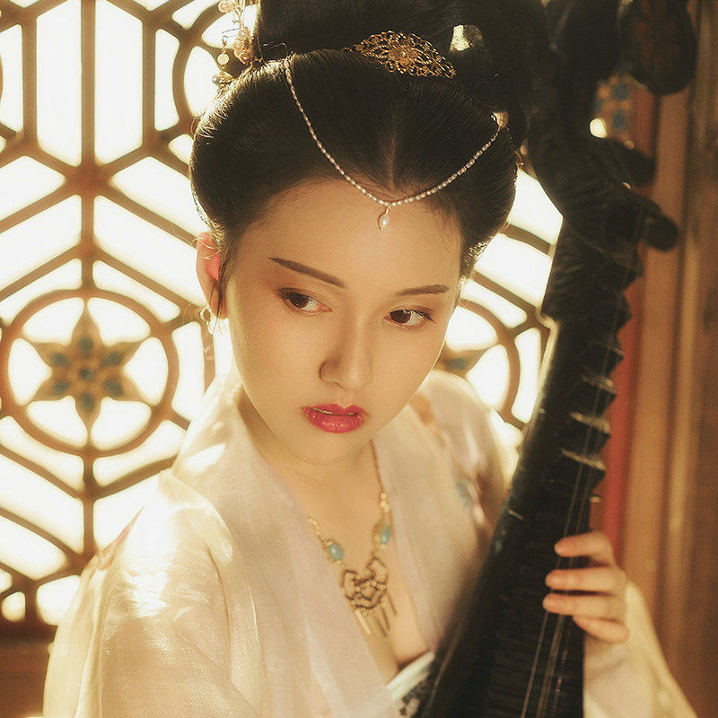 天然珍珠眉心坠 白色简约珍珠头饰公主链 古风首饰 汉服抹额 额饰