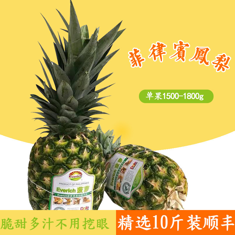 糖巢果品的优惠券大全—都乐everich菲律宾大凤梨带冠ev金菠萝10斤不