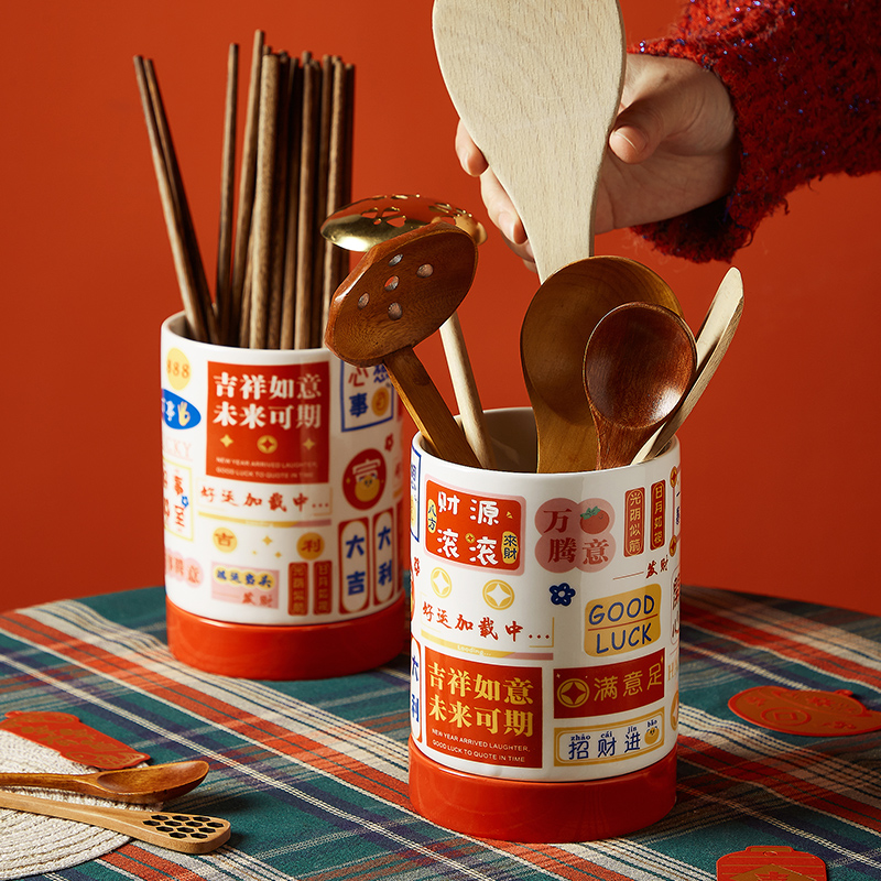 陶瓷筷子篓筷笼家用创意新款筷子筒家用勺子筷子收纳盒筷筒置物架