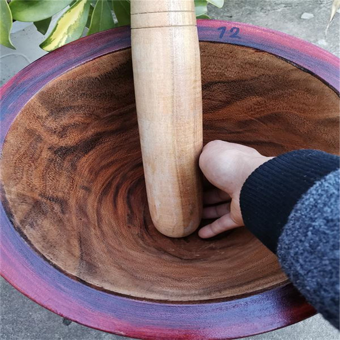 泰国舂桶木臼对窝傣味舂鸡脚器研臼实木捣蒜辣椒凉拌木器整木舂筒