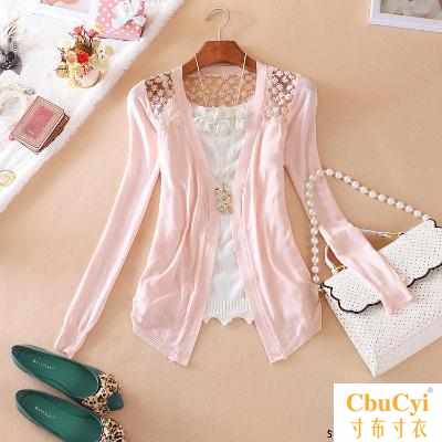 春夏针织开衫女蕾丝花边空调衫韩版修身外搭薄款防晒镂空小外套潮|ruв категории Женская одежда, шерстяной свитер - от Buy2taobao.com для оказания профессиональной услуги покупки агента Taobao