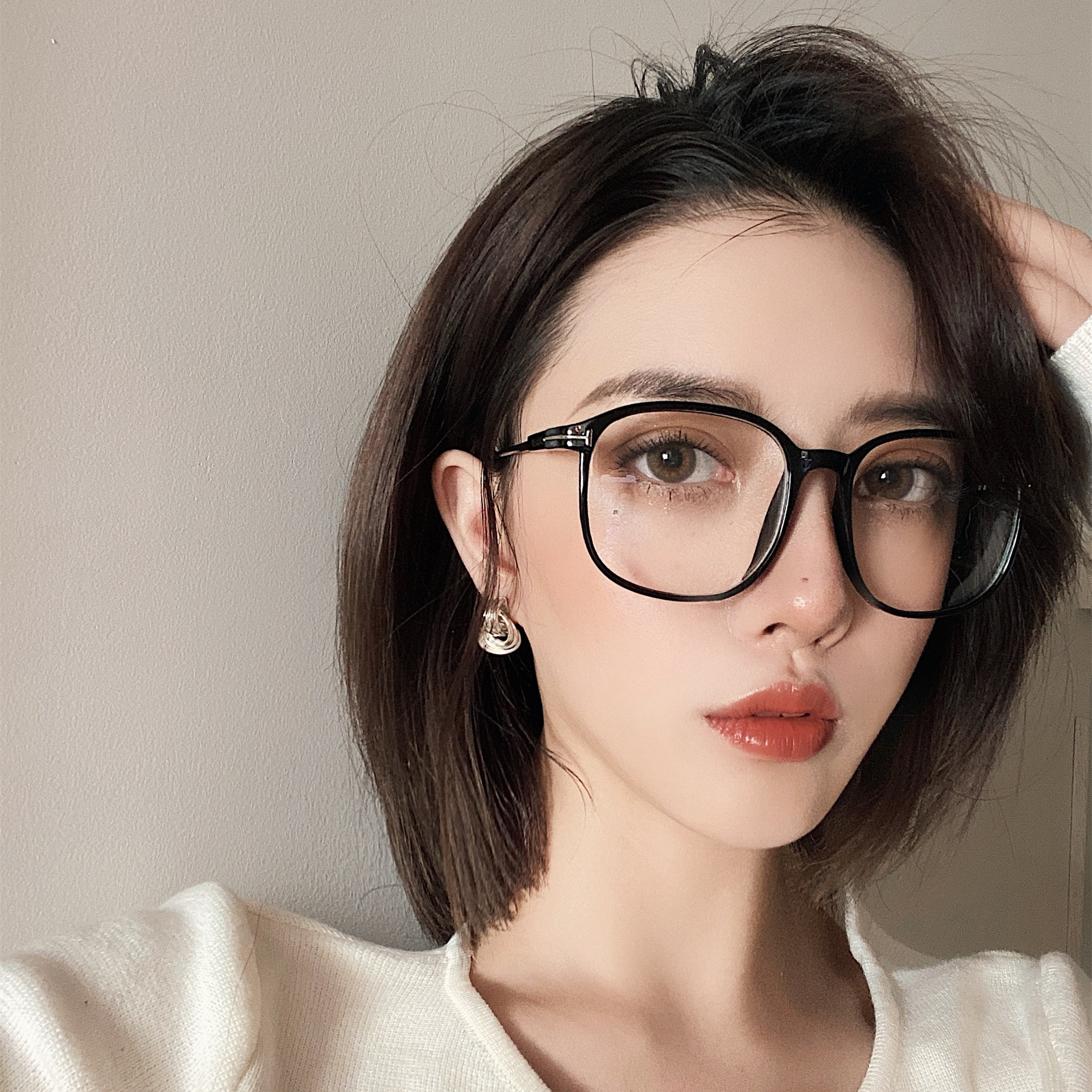 眼镜潮女透明_韩版潮女眼镜框透明圆脸抗蓝光防辐射显瘦近视疲劳护目