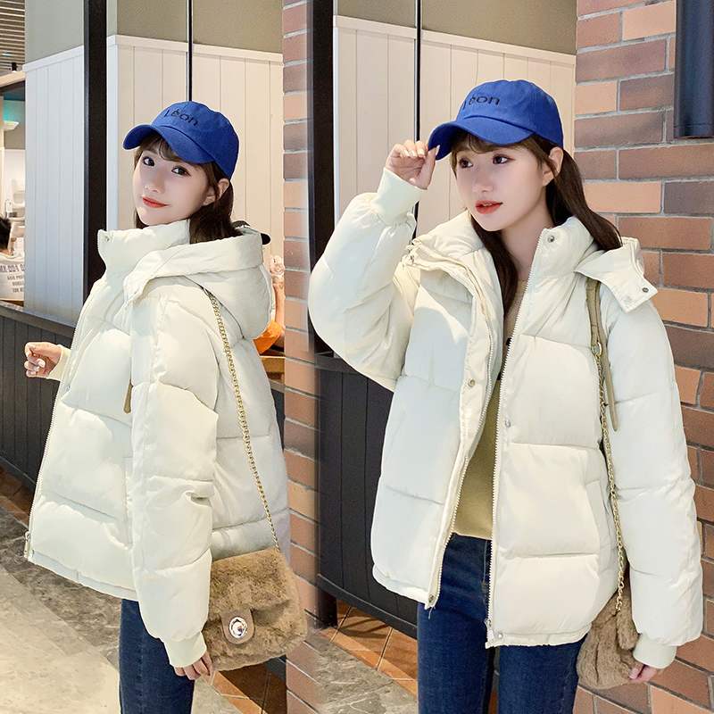 羽绒服女小个子短款150cm显瘦面包服冬装穿搭配显高宽松棉袄外套