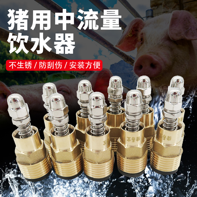 猪用中流量饮水器纯铜防喷溅加厚母猪饮水咬嘴吸管式猪水嘴 郑泰