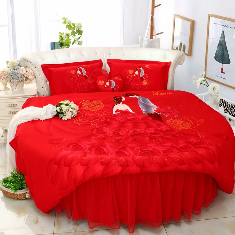圆床四件套红色婚庆图片