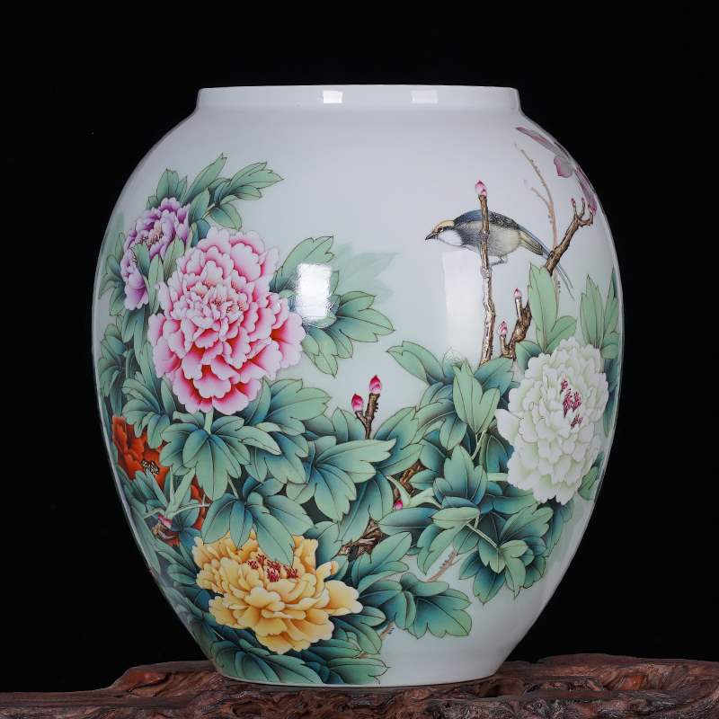 周胜堂花瓶瓷瓶花鸟牡丹花牡丹富贵手绘陶瓷景德镇花瓶