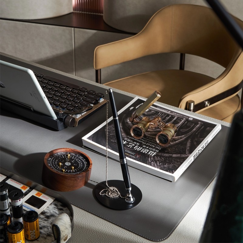 新中式胡桃木日晷磁力球创意台历桌面高级文创摆件书房家居工艺品