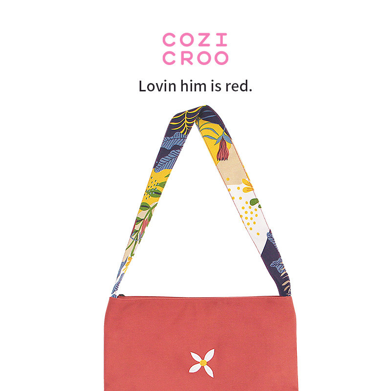 cozicroo新款帆布包单肩大容量百搭文艺女学生布袋包斜挎ins红色