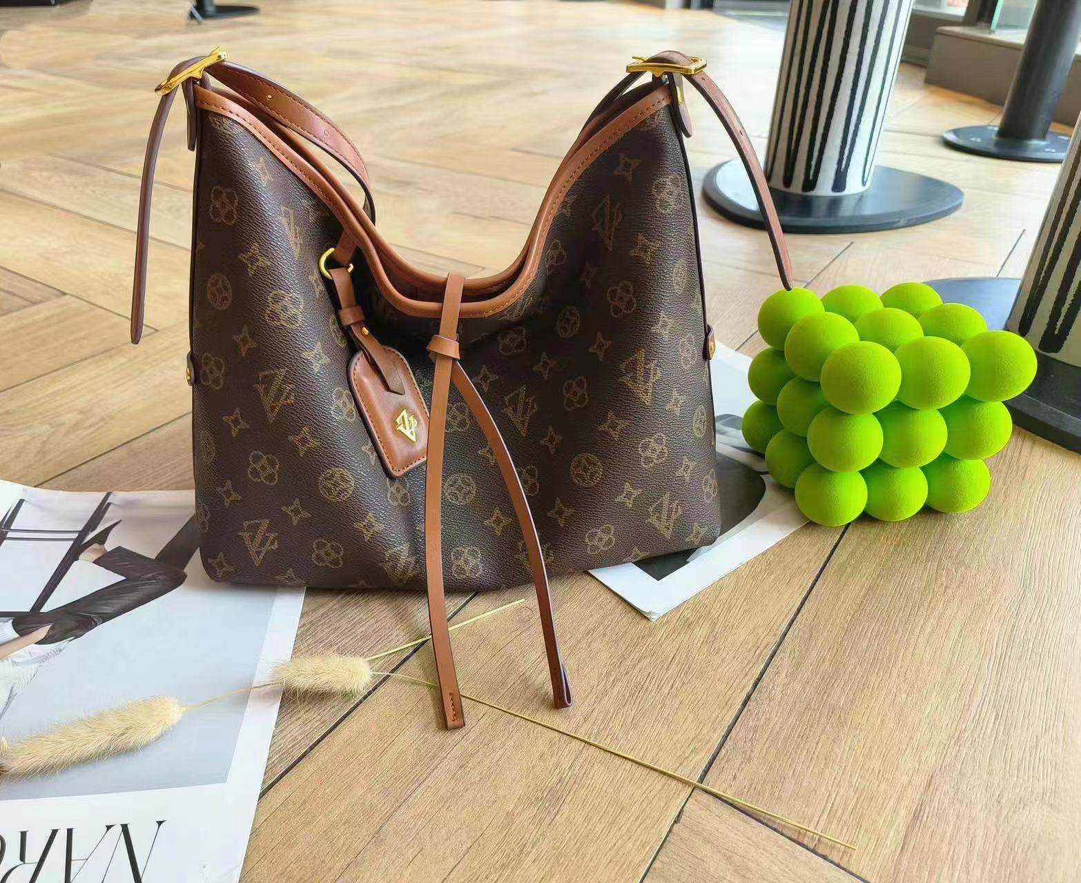 路易希奴尔女包新款时尚腋下单肩斜挎潮老花方形时尚托特包休闲百