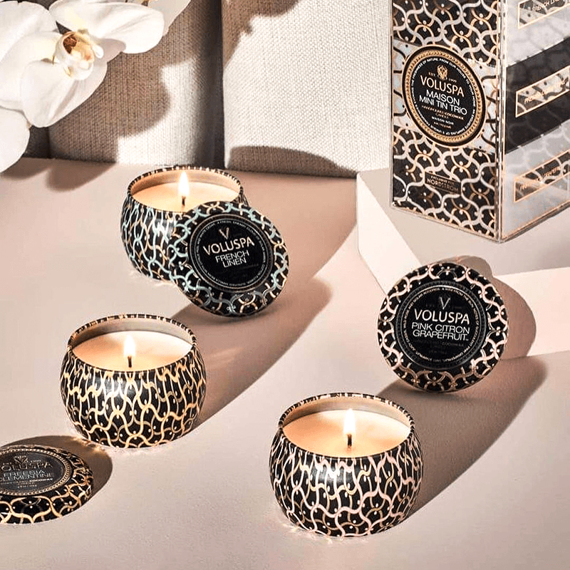 美国voluspa香薰精油蜡烛金属装饰罐家用卧室内空气持久房间用品