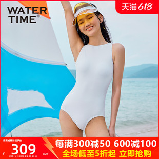 WaterTime游泳衣女连体性感泡温泉高级感防晒2024新款白色泳装女