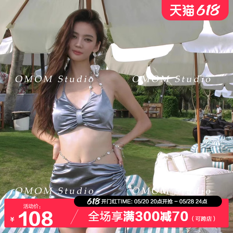 OMOM新款【星辰】细肩带BIKIN女士游泳衣性感比基尼泳装温泉度假