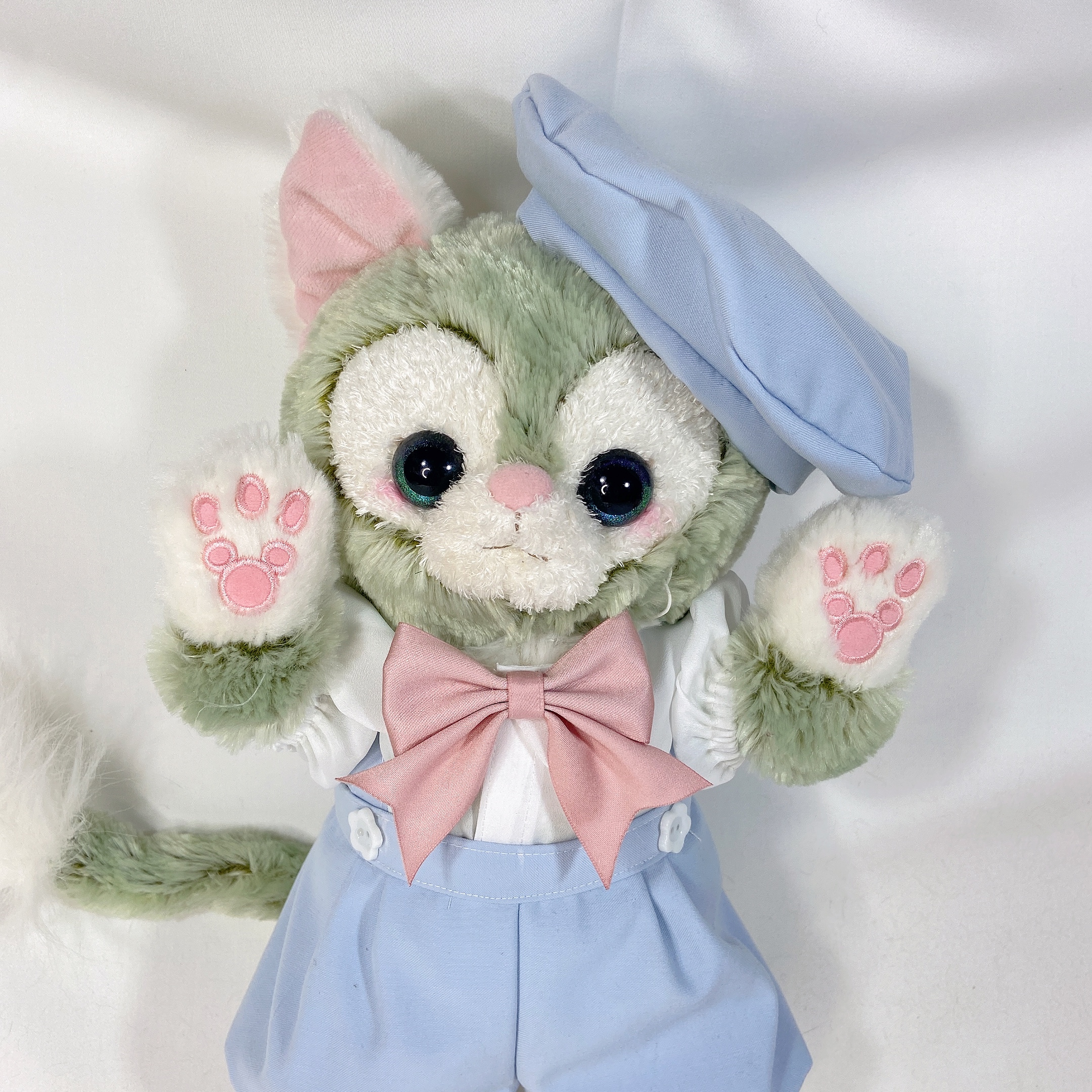 星黛露衣服 杰拉托尼背带裤 画家猫着替 蓝色贝雷帽套装 手作娃衣