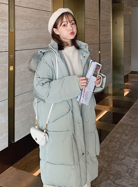 抹茶绿羽绒服女棉袄衣2019慵懒风棉服ins港风韩版宽松bf中长过膝