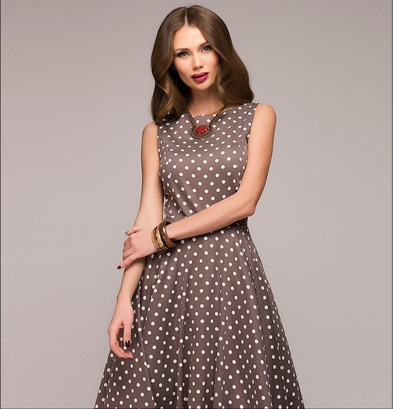 Women Dot Print Slim dress Short Sleeve Office Business Dres