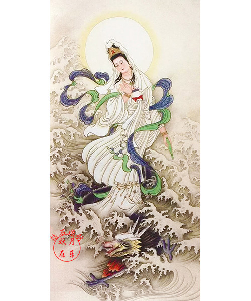 正品新款5d魔方钻石画圆钻满钻乘龙观音菩萨法像十字绣客厅非成品