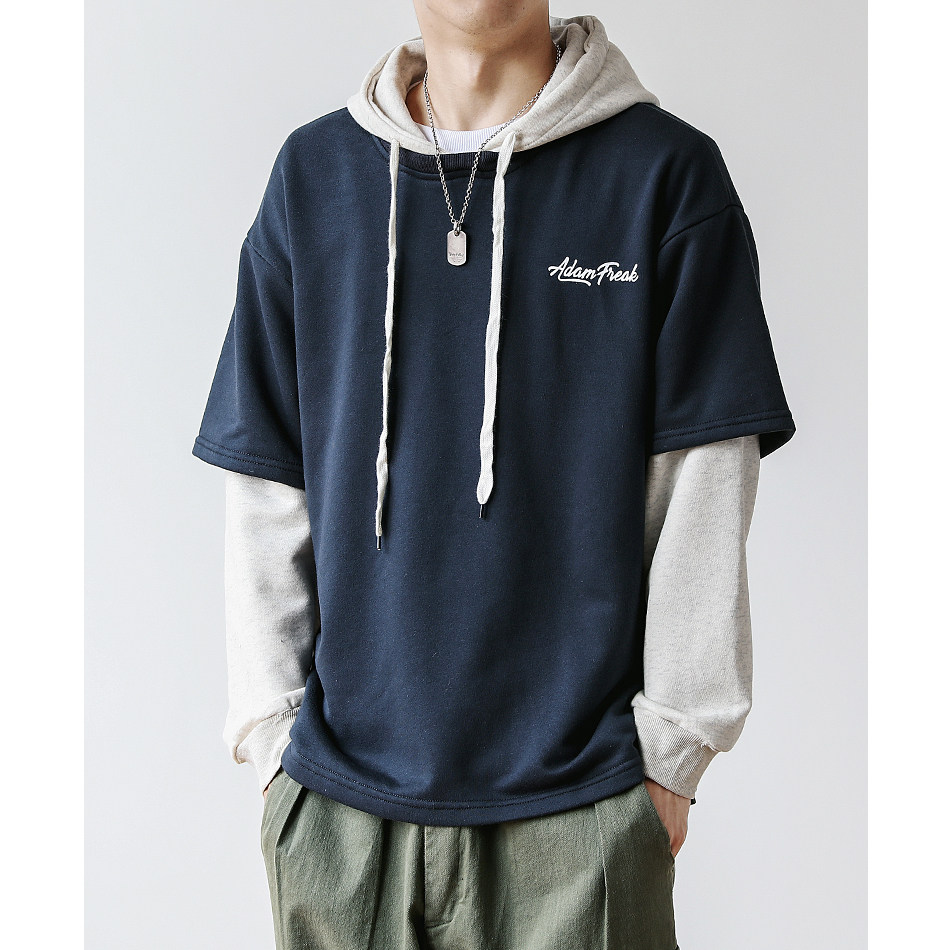 一折套头卫衣男 圆领 百搭