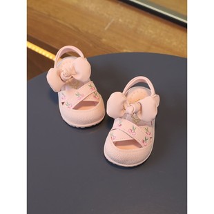 婴儿凉鞋女0一1-2岁夏季宝宝软底学步鞋透气包头夏天公主防滑鞋子